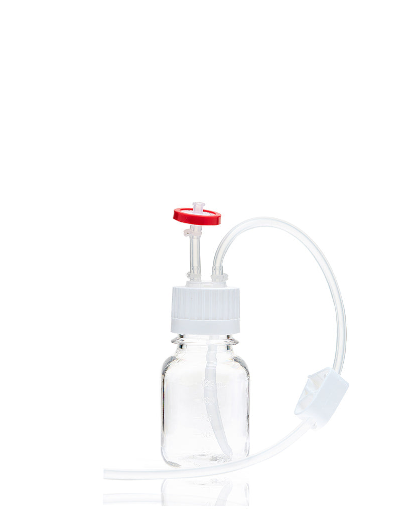 EZBio®, Single-Use Bottle Assembly, 125mL, 38-430 VersaCap, PETG, Vented w/ DipTube, 10/cs
