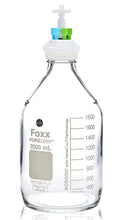 HPLC Solvent Reservoir Bottle Assembly, GL45, 2L Clear, Class VI Polytetrafluoroethylene (PTFE) Adapter,  4 Ports for 3.2mm(1/8") and/or 1.6mm(1/16") OD Tubing