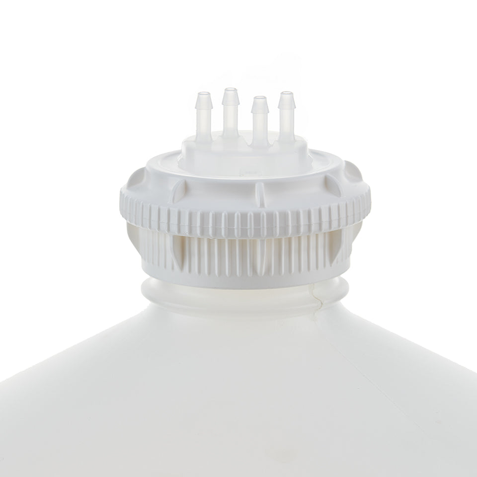 EZBio® GL45 Open Cap & Molded 4x 1/8" HB, White PP for Plastic Bottles