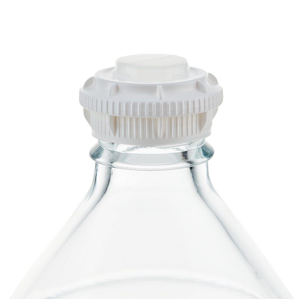 EZBio® GL45 Open Cap & Closed Adapter, White PP for Glass Bottles
