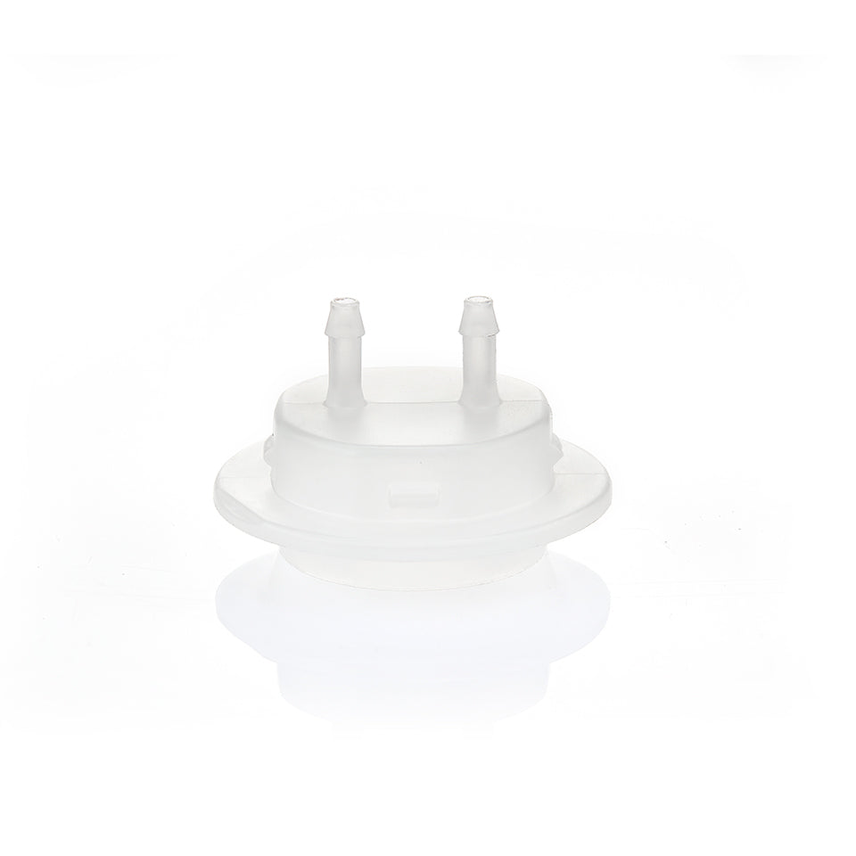 EZBio® GL45 Open Cap & Molded 2x 1/8" HB, Natural PP for Glass Bottles