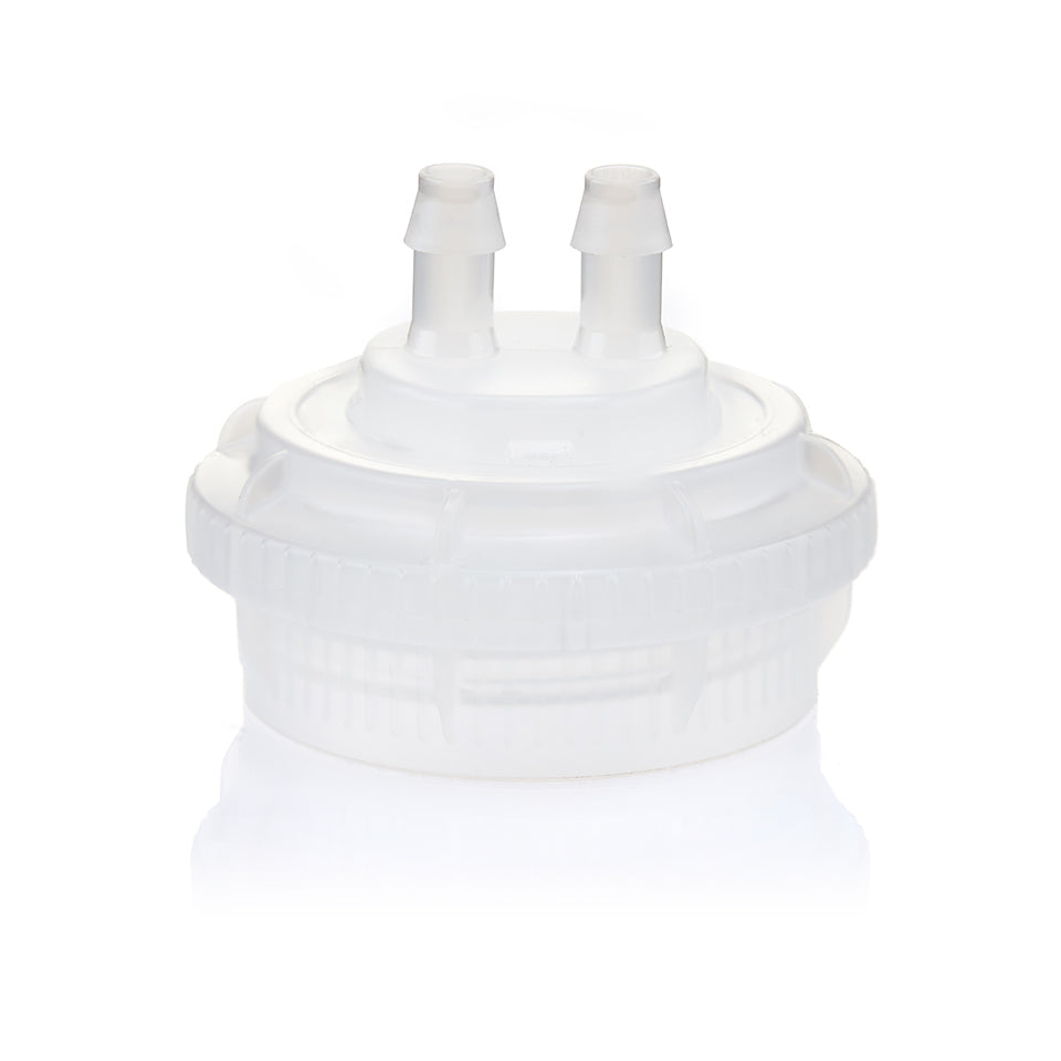 EZBio® GL45 Open Cap & Molded 2x 1/4" HB, Natural Polypropylene (PP) for Plastic Bottles