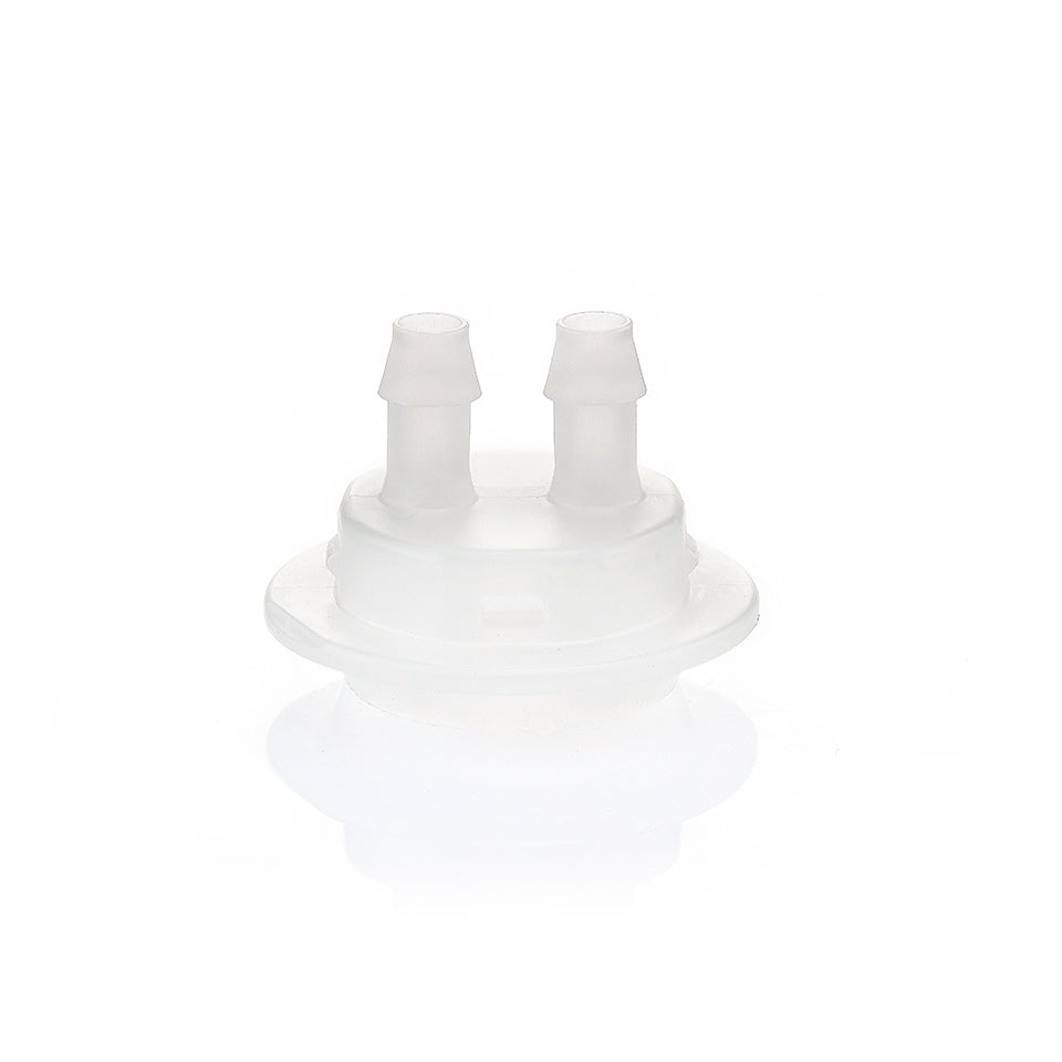 EZBio® GL45 Open Cap & Molded 2x 1/4" HB, White PP for Plastic Bottles