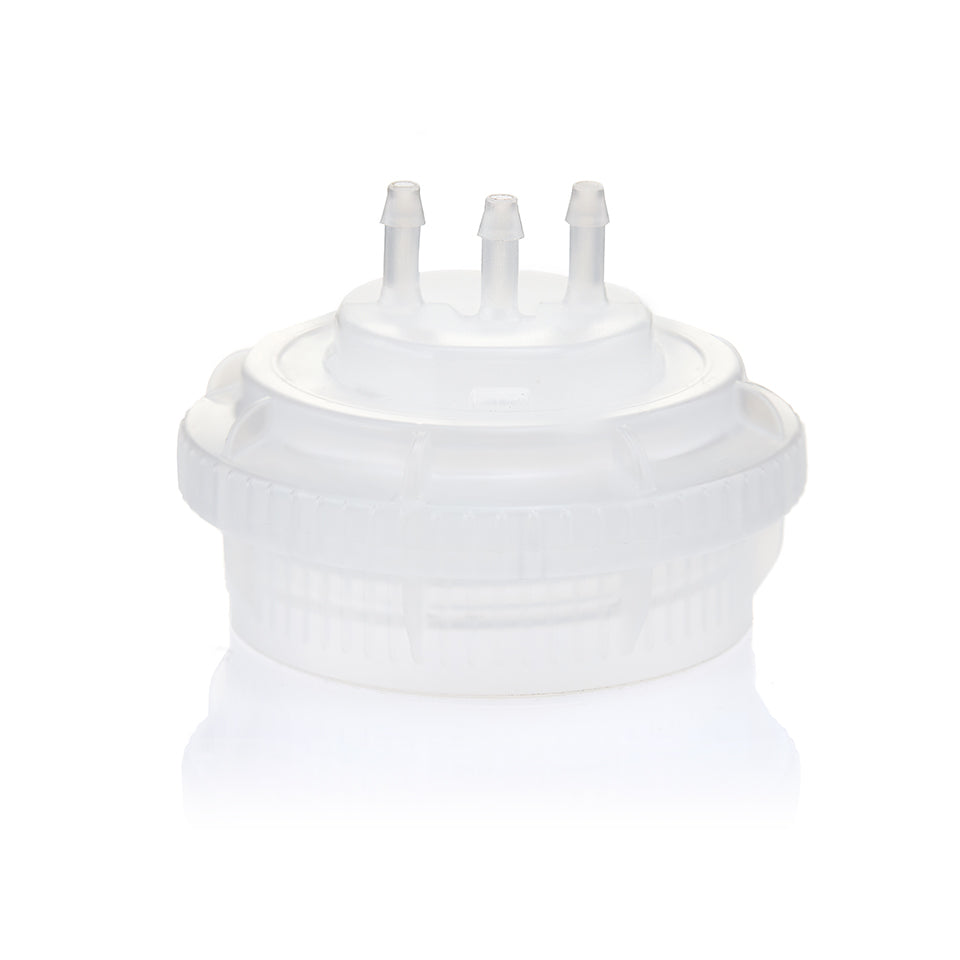 EZBio® GL45 Open Cap & Molded 3x 1/8" HB, Natural Polypropylene (PP) for Plastic Bottles