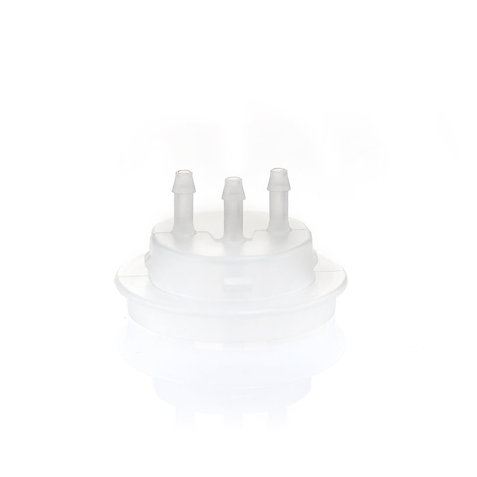 EZBio® GL45 Open Cap & Molded 3x 1/8" HB, White PP for Plastic Bottles
