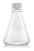 EZBio®pure® 500mL sterile Erlenmeyer Flask with baffle base and VersaCap® 38-430, designed for enhanced mixing and sterile lab performance | img_1 | Foxx Life Sciences Global | shopfls.com