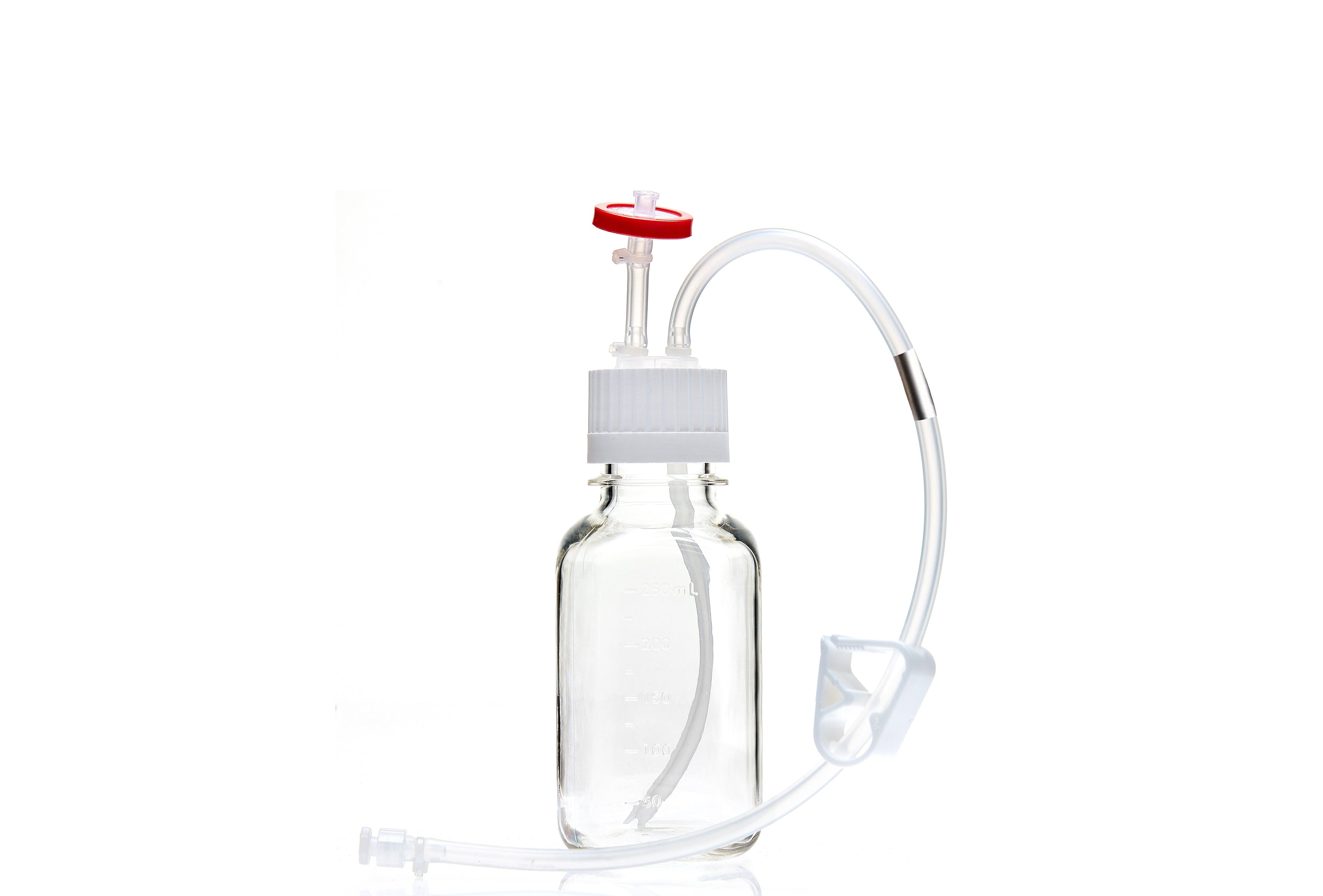EZBio® MTO 250mL Bottle Assembly, 38-430 VersaCap®, w/ Pinch Pipe, 10/CS