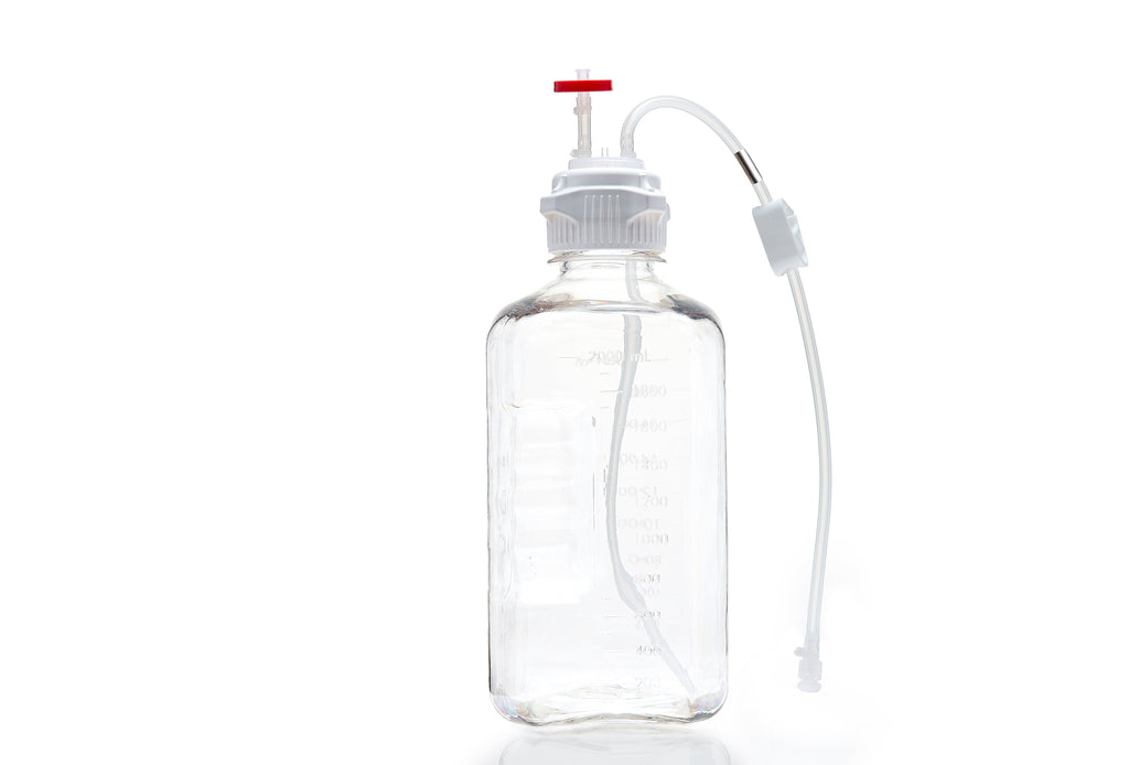 EZBio® MTO 2L Bottle Assembly, 53B VersaCap®, w/ Pinch Pipe, 10/CS