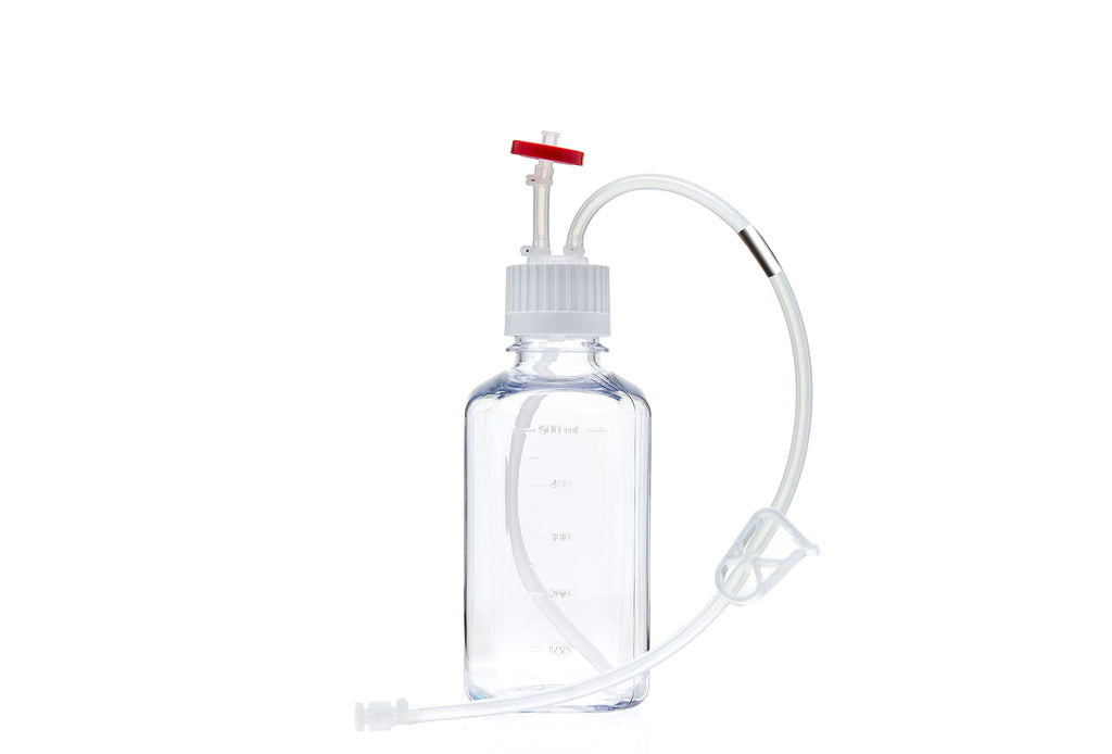 EZBio® MTO 500mL Bottle Assembly, 38-430 VersaCap®, w/ Pinch Pipe, 10/CS