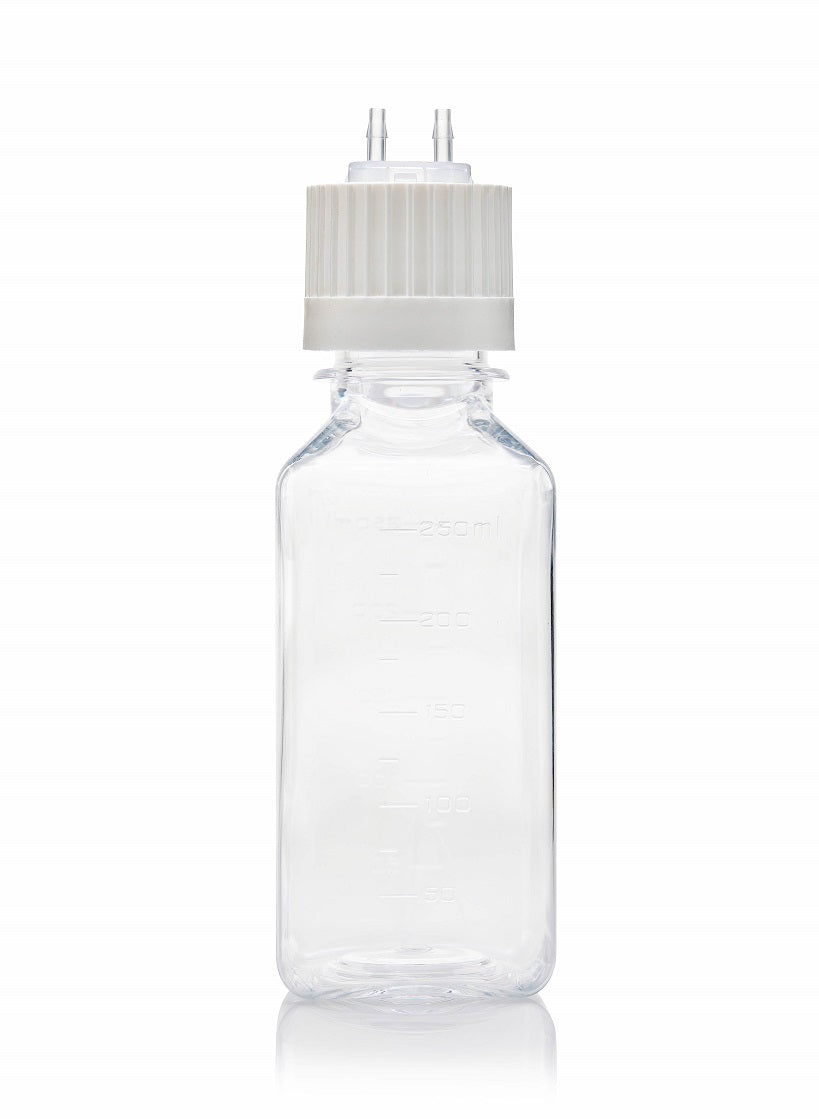 EZBio® TS Bottle Assy, PETG, 125mL, Versacap White 38-430 w/ 2x1/8" HB w/o Tubing, NS, 10/CS