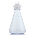 EZBio MTO 2L Flask 2x 5/16 inch Cap Adapter with Vent Port Baffled Base 53B VersaCap Non Sterile