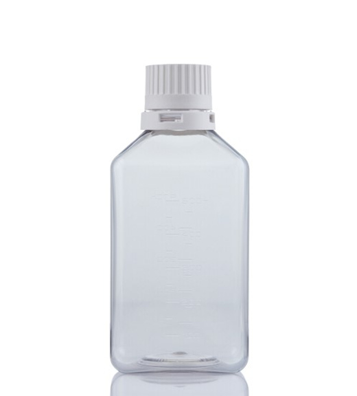 EZBio® Titanium Square Bottle, PETG, 38-430mm, 500mL, With Tamper Evident Cap, 24/CS