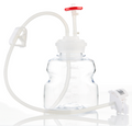 A EZBio®pure S MTO 1L Bottle Assembly with a white cap, red safety valve, and a measurement scale on the side.