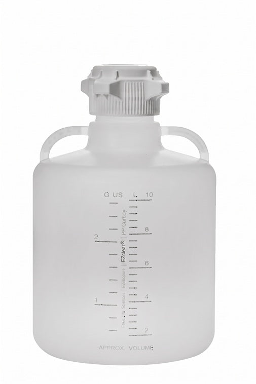 EZclear® Round Carboy 10L, PP, Class VI, 83B Closed VersaCap®, Non-Sterile