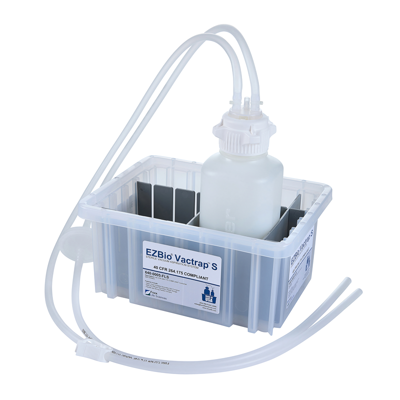 EZBio Vactrap S ™ Polypropylene (PP) (Autoclavable), 1L, Natural Bin, 1/4" ID Tubing, Sterile