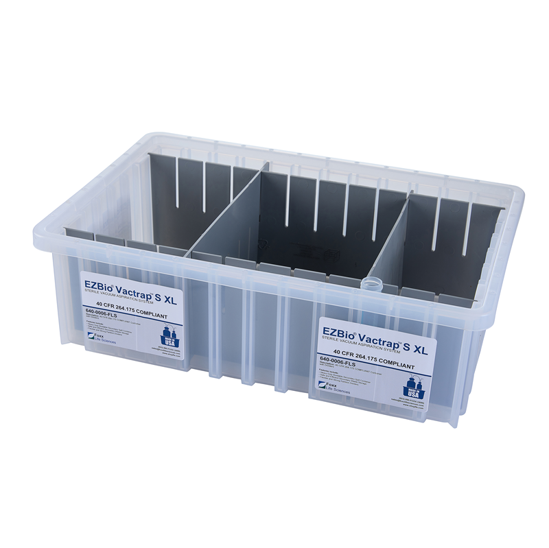EZBio Vactrap S ™ XL Natural Bin w/ Dividers, 16-1/2"x10-7/8"x5", Sterile